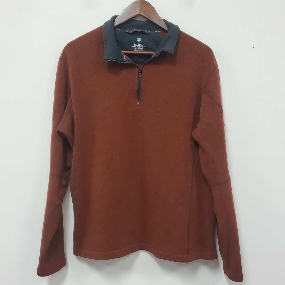 Kuhl Mens Revel 1/4 Zip Pullover Sweater Size XL Brown Quick Dry Lightweight